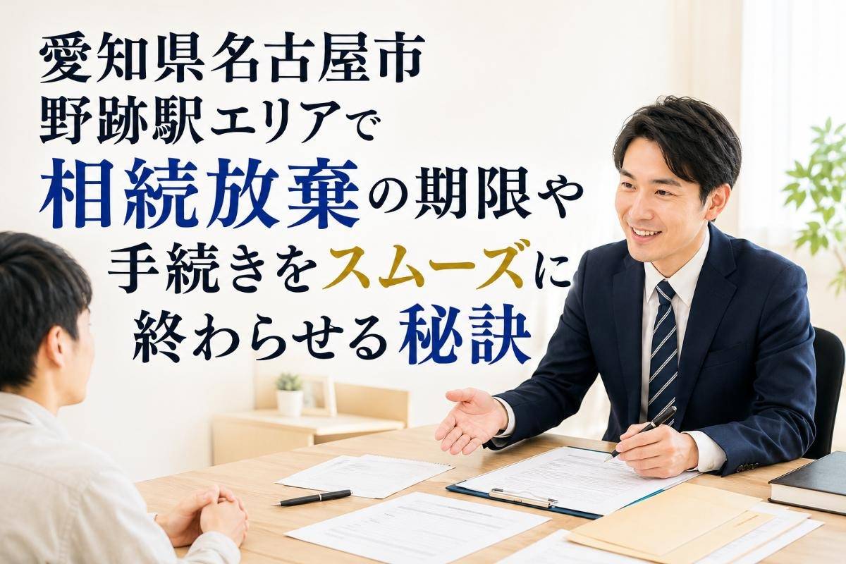 愛知県名古屋市野跡駅エリアで相続放棄の期限や手続きをスムーズに終わらせる秘訣